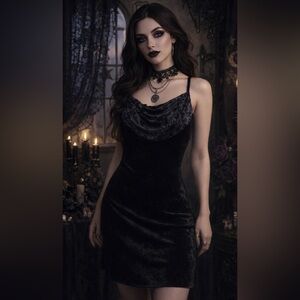 Vintage Rampage Y2K Black Slip Dress Size M LBD Sexy Whimsigoth Fairy Witchy